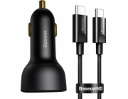 Nabíječka do auta Baseus Superme, USB, USB-C, 100W + kabel USB-C (černá)