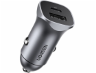 UGREEN USB-C PD+USB-A QC 24W Fast Car Charger Gray