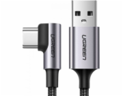 2x1 UGREEN Angled USB-C To USB-A Data Cable Black 2M
