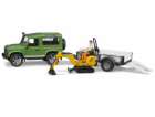 Bruder LAND ROVER + přepravník, mikrobagr JCB