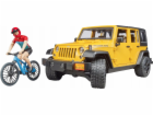 Bruder Jeep Wrangler Rubicon s cyklistou a kolem