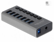 Delock Externer SuperSpeed USB Hub mit 7 Ports + Schalter, USB-Hub 63669