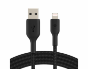 Belkin CAA002bt1MBK oplétaný USB-A - Lightning, 1m, černý Belkin Lightning kabel, 1m, černý - odolný