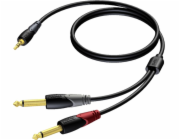 3,5mm samec stereo jack kabel – 2x 6,3mm samec mono jack 1,5m