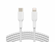 Pletený USB-C Lightning kabel 1m bílý