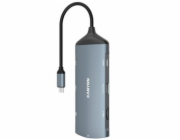 CANYON replikátor portů DS-15 8v1, 1xUSB-C PD 100W, 1xHDMI (4K), VGA, 2xUSB-A 3.0, 1xUSB-A 2.0 RJ45 Gb, 3.5mm jack, SD/m