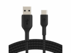 BELKIN kabel oplétaný USB-C - USB-A, 1m, černý