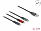 DeLOCK USB nabíjecí kabel, USB-A zástrčka > USB-C + Micro...