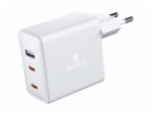 Swissten Síťový Adaptér GaN 2x USB-C + 1x USB 70W PD Bilý