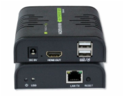 Techly KVM Extender HDMI + USB přepínač (myš, klávesnice) přes Cat5/5e/6 kroucený pár až 120m (028214)