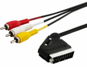 Elmak Scart - RCA (Cinch) x3 2m černý kabel (SAVIO CL-133)