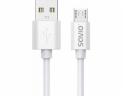 SAVIO CL-167 USB-A - micro USB kabel, 2A, 3m, bílý