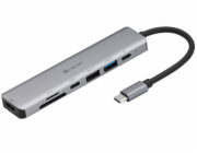 Tracer ADAPTER TRACER A-2 USB adaptér, USB Type-C se čtečkou karet, HDMI 4K, USB 3.0, PDW 60W