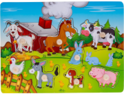 Smily Play Dřevěné puzzle s držadly Smily Play Farm Puzzle