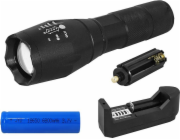 LTC Flashlight LTC LL44, T6, Zoom, síťová nabíječka, černá.