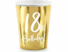 PartyDeco 18th Birthday gold cups 220ml 6 ks