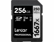 Lexar paměťová karta 256GB Professional 1667x SDXC™ UHS-II,(čtení/zápis:250/120MB/s) C10 V60 U3