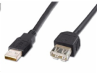 PremiumCord USB 2.0 kabel prodlužovací, A-A, 5m černá