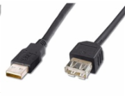 PremiumCord USB 2.0 kabel prodlužovací, A-A, 5m černá