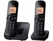 Panasonic KX-TGC212FXB, bezdrát. telefon, 2 sluchátka, černý