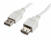 Kabel USB 2.0 A-A 3 m, prodlužovací, bílý/šedý