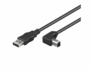 PREMIUMCORD Kabel USB 2.0 A-B propojovací 1m - zahnutý B konektor 90°