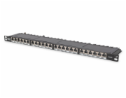 Digitus DN-91624S-SL-SH Digitus CAT 6 Patch Panel, stíněný, 24 portů RJ45 s uzávěrem, 8P8C, LSA, 0,5U, 19 "montáž do stojanu, bl