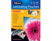 FELLOWES laminovací fólie/ formát A4/ 250 mic/ velikost 216x303 mm/ lesklé/ 100 pack