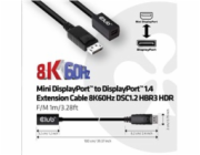 Club3D Prodlužovací kabel Mini DisplayPort 1.4 na DisplayPort 8K 60Hz DSC 1.2 HBR3 HDR Bidirectional (F/M), 1m