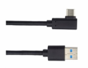 PREMIUMCORD Kabel USB typ C/M zahnutý konektor 90° - USB 3.0 A/M, 2m