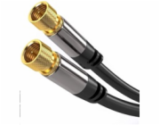 PREMIUMCORD kabel, satelitní anténní F male - F male (135 dB) 4x stíněný 5m