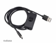 AKASA kabel USB-A 2.0 na USB-C, napájecí kabel se switchem (pro Raspberry Pi 4), 1.5m