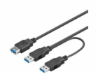 PremiumCord USB 3.0 napájecí Y kabel A/Male + A/Male -- A...