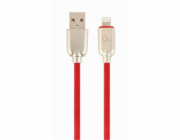 Gembird kábel nabíjací Lightning 8-pin (M) na USB 2.0 (M), prémiový, gumovo - opletený, 1 m, červený