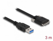 Delock Kabel USB 3.0 Typ-A samec na Typ Micro-B samec se šroubky 3 m