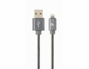 GEMBIRD CC-USB2S-AMLM-2M-BG Premium spiral metal 8-pin charging and data cable 2m metallic-grey