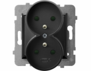 Ospel Aria Double Socket Z/U s aktuálními stopami Černý kovový GP-2UZP/M/33