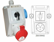 Spamel Instalační sada se zásuvkou 32A 5P+2x2P+Z 0-1 červená (ZI05R442)