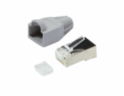 LogiLink Netzwerkanschluss - RJ-45 (M) - abgeschirmt - CAT 6 - ohne Haken - Hellšedá, RAL 7035 (Packung mit 100)