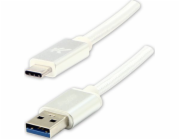 USB kabel Logo USB kabel (3.2 gen 1), USB A M-USB CM, 1m, 5 Gb/s, 5V/3A, bílý, Logo, krabice, nylonové opletení, hliníkový kryt konektoru