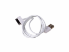 Akyga kabel USB-Apple 30-pin 1.0m/bílá