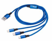 Akyga AK-USB-27 USB 2.0, niklovaný, 1,2m, modrý Akyga kabel USB 3.0 A/USB Micro B/USB type C Lightning 1.2m/černá