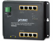 Planet WGS-5225-8P2S plochý L3 switch, 8x1Gb, 2x2.5Gb SFP, 8x PoE 802.3at 240W, 48-56VDC, -40~75°C, IP30, fanless