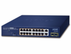 Planet PoE switch 18x1Gb + 2xSFP 1Gb, 16x PoE 802.3at 30/...