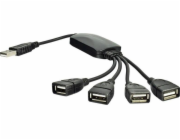 Akyga adaptér Hub USB 2.0 4-port/ABS/cerná/15cm