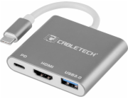 Adaptér CABLETECH USB C na HDMI 2.0, USB 3.0 ,C,A