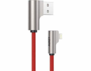 CB-AL01 Červený OEM Nylon USB - Lightning kabel | 2m | Zátky 90 stupňů | certifikát MFi