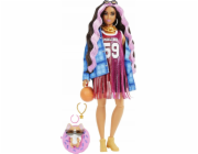 Panenka Barbie Mattel Extra Moda – sportovní šaty / černé a růžové vlasy (GRN27 / HDJ46)