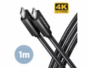 AXAGON BUCM32-CM10AB, SPEED+ kabel USB-C <-> USB-C, 1m, USB 20Gbps, PD 100W 5A, 4k HD, ALU, oplet, černý