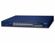 Planet GS-4210-24T4S L2 switch, 24x1Gb, 4x1Gb SFP, QoS, fanless